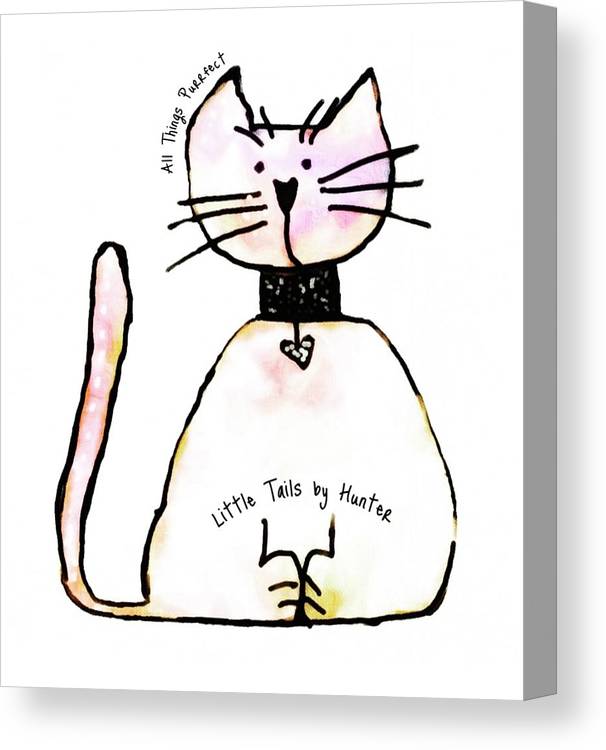 Little Tails by Hunter Light Pink Kitty With Heart Collar - Canvas Print