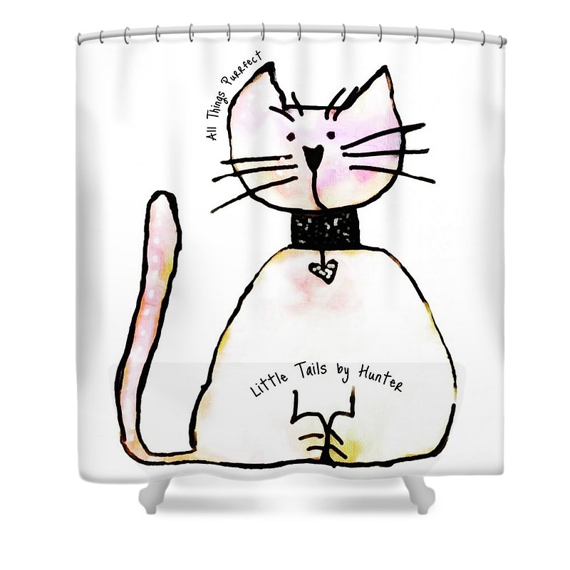 Little Tails by Hunter Light Pink Kitty With Heart Collar - Shower Curtain