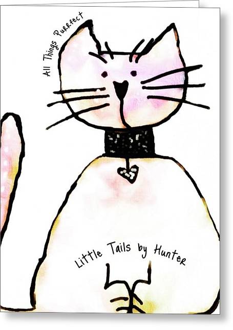 Little Tails by Hunter Light Pink Kitty With Heart Collar - Greeting Card