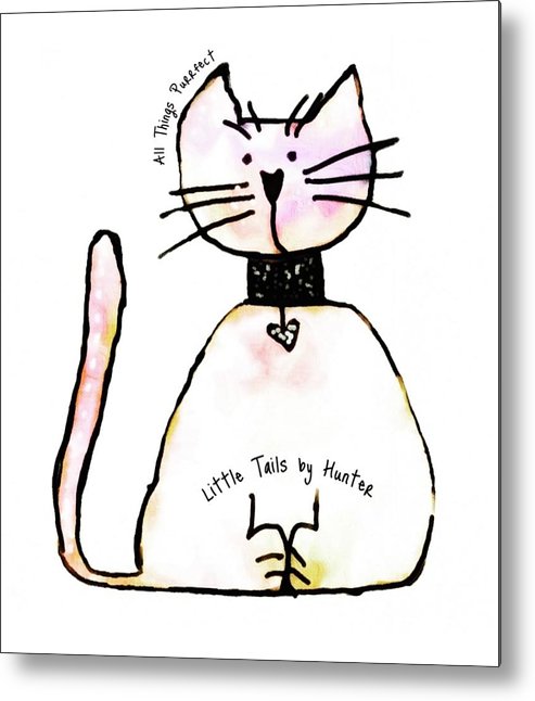 Little Tails by Hunter Light Pink Kitty With Heart Collar - Metal Print